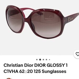 Dior Oversized Glossy Wine-Red Women's Sunglasses